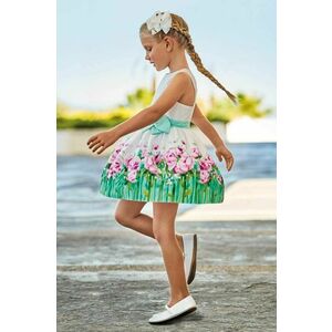 Dievčenské bavlnené šaty Mayoral tyrkysová farba, mini, áčkový strih vyobraziť