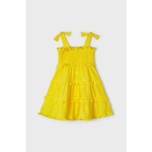 Dievčenské šaty Mayoral žltá farba, mini, rovný strih vyobraziť