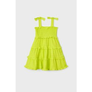 Dievčenské šaty Mayoral zelená farba, mini, rovný strih vyobraziť