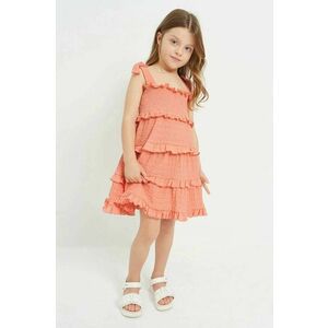 Dievčenské šaty Mayoral oranžová farba, mini, rovný strih vyobraziť