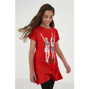 Dievčenské šaty Mayoral červená farba, mini, rovný strih vyobraziť