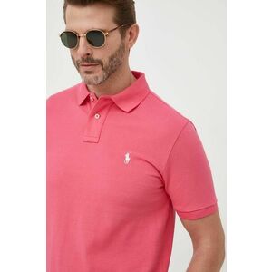 Bavlnené polo tričko Polo Ralph Lauren ružová farba, jednofarebné vyobraziť
