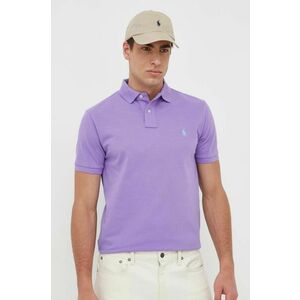 Bavlnené polo tričko Polo Ralph Lauren fialová farba, jednofarebné vyobraziť