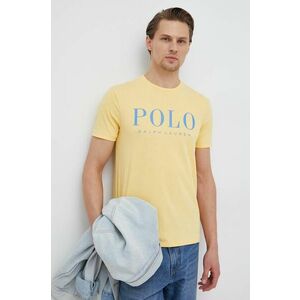 Bavlnené tričko Polo Ralph Lauren žltá farba, s potlačou vyobraziť