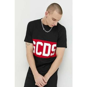 Bavlnené tričko GCDS čierna farba, s potlačou vyobraziť