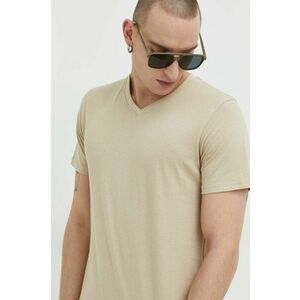 Bavlnené tričko Solid béžová farba, jednofarebné vyobraziť
