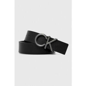 Obojstranný kožený opasok Calvin Klein pánsky, čierna farba vyobraziť