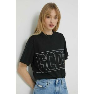 Bavlnené tričko GCDS čierna farba vyobraziť