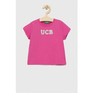 Detské bavlnené tričko United Colors of Benetton fialová farba vyobraziť
