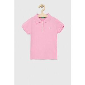 Detské polo tričko United Colors of Benetton ružová farba, s golierom vyobraziť