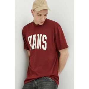 Bavlnené tričko Vans bordová farba, s potlačou vyobraziť