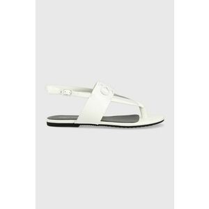 Kožené sandále Calvin Klein Jeans FLAT SANDAL HW dámske, biela farba, YW0YW00953 vyobraziť