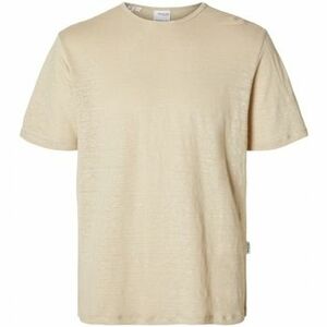 Tričká a polokošele Selected T-Shirt Bet Linen - Oatmeal vyobraziť