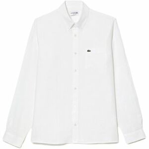 Košele s dlhým rukávom Lacoste Linen Casual Shirt - Blanc vyobraziť