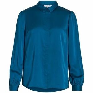 Blúzka Vila Noos Ellette Satin Shirt - Moroccan Blue vyobraziť