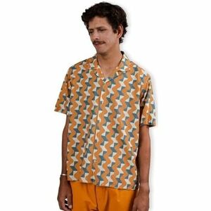 Košele s dlhým rukávom Brava Fabrics Big Tiles Aloha Shirt - Ochre vyobraziť