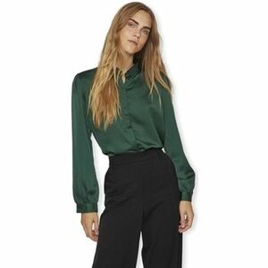 Blúzka Vila Noos Ellette Satin Shirt L/S - Pineneedle vyobraziť