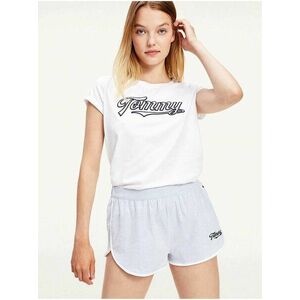 Tommy Hilfiger bielo-modré pyžamo SS Short Set Woven s logom vyobraziť