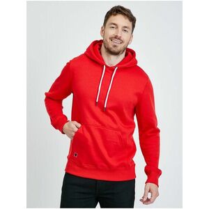 Červená pánska basic mikina s kapucňou Ombre Clothing vyobraziť