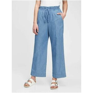 Nohavice high rise chambray wide-leg pants Modrá vyobraziť