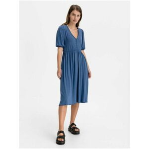 Šaty three-quarter sleeve midi dress Modrá vyobraziť