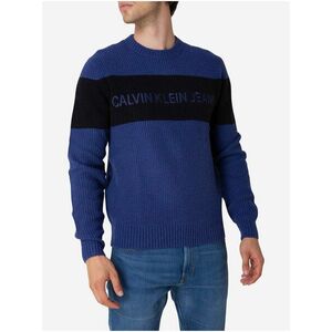 Čierno-modrý pánsky vlnený sveter Calvin Klein Jeans vyobraziť