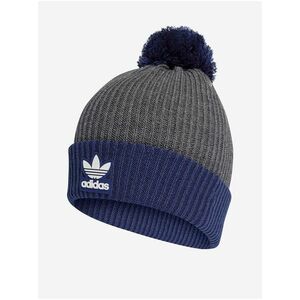 Modro-šedá dámska čiapka adidas Originals Pom Beanie vyobraziť