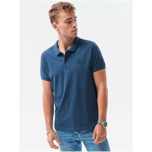 Tmavomodré pánske basic polo tričko Ombre Clothing vyobraziť