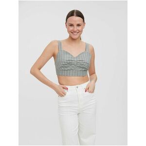 Svetlošedý pruhovaný crop top na ramienka VERO MODA Serena vyobraziť