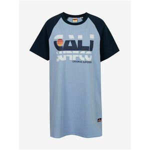 Čierno-modré dámske šaty s potlačou Superdry Cali Surf Raglan Tshirt Dress vyobraziť