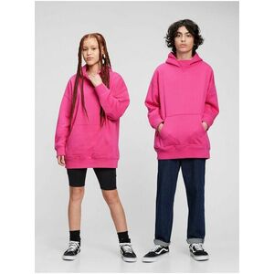 Ružová mikina GAP Teen s kapucňou oversized unisex vyobraziť