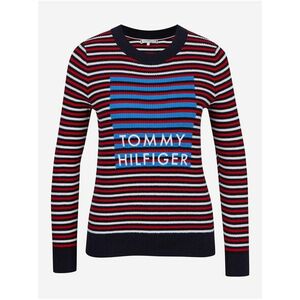 Tmavomodrý dámsky pruhovaný sveter Tommy Hilfiger vyobraziť