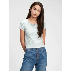 Modré dievčenské tričko GAP Teen recycled cropped henley t-shirt vyobraziť