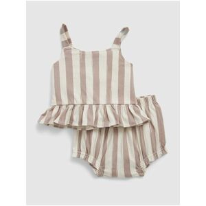 Hnedý detský pruhovaný set GAP baby peplum vyobraziť