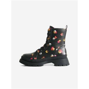 Čierne dámske členkové kvetované topánky Desigual Boot Flowers vyobraziť