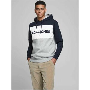 Modro-šedá mikina s kapucňou Jack & Jones vyobraziť