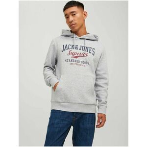 Mikiny s kapucou pre mužov Jack & Jones - svetlosivá vyobraziť