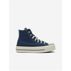 Tmavomodré dámske členkové tenisky na platforme Converse Chuck Taylor All Star Lift vyobraziť