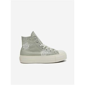 Svetlozelené dámske členkové tenisky na platforme Converse Chuck Taylor All Star Lift vyobraziť