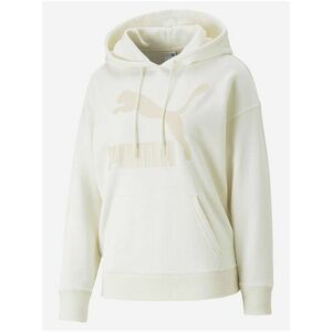 Krémová dámska mikina s kapucňou Puma Classics Logo Hoodie vyobraziť