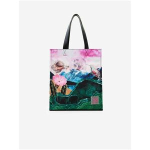 Zeleno-ružový dámsky vzorovaný shopper Desigual Paisaje Surreal vyobraziť