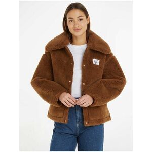 Hnedá dámska bunda z umelého kožúšku Calvin Klein Jeans Bonded Sherpa Jacket vyobraziť