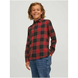 Čierno-červená chlapčenská kockovaná košeľa Jack & Jones Gingham vyobraziť