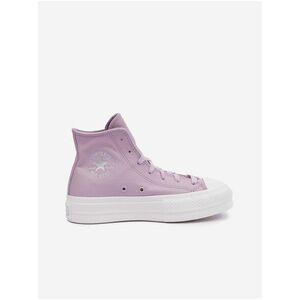 Svetlo fialové dámske kožené členkové tenisky na platforme Converse Chuck Taylor All Star Lift vyobraziť