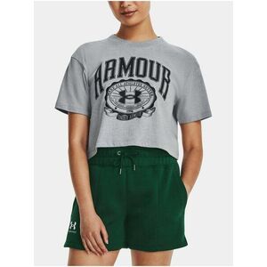 Šedé dámske športové tričko Under Armour UA COLLEGIATE CREST CROP SS vyobraziť