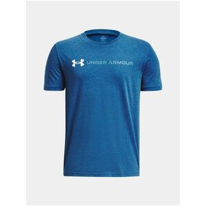 Modré tričko Under Armour UA B LOGO WORDMARK SS vyobraziť