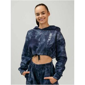 Tmavomodrá dámska vzorovaná mikina s kapucňou NEBBIA Re-fresh Women's Crop Hoodie vyobraziť