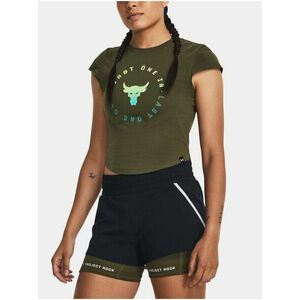 Kaki športové crop top tričko Under Armour Pjt Rck Nght Shft Cap T Q4 vyobraziť