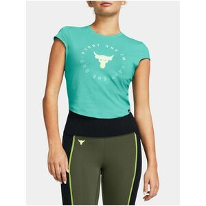 Tyrkysové športové crop top tričko Under Armour Pjt Rck Nght Shft Cap T Q4 vyobraziť