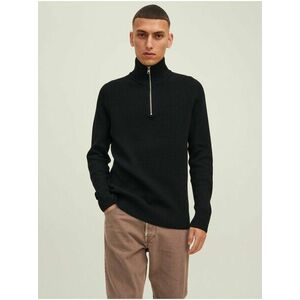 Čierny pánsky rebrovaný sveter na zips Jack & Jones Perfect vyobraziť